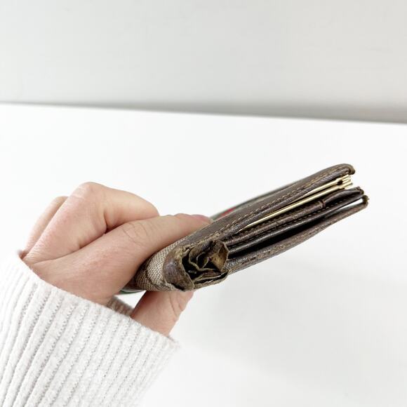 Gucci Vintage GG Supreme Web Long Trifold Wallet French Purse Brown - Picture 11 of 14